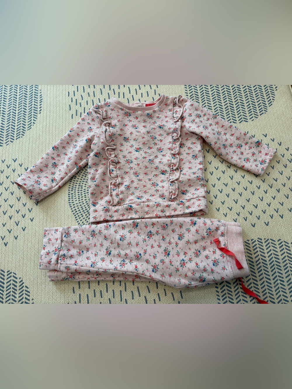 Baby Boden Light Pink Floral Ruffle Set
